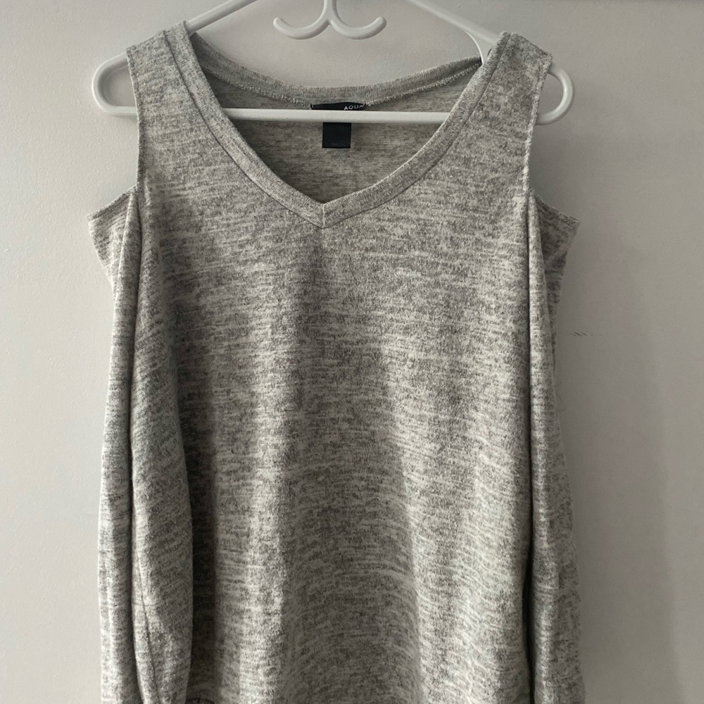 Aqua Gray Ribbed Sleeveless Tank Top